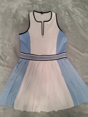 Greyson Women’s Golf Dress Blue White Pleated Performance Dress Large